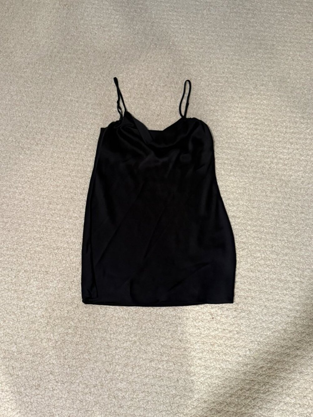 Aritzia wilfred Allusion Black Satin Slip Sleeveless Mini Dress